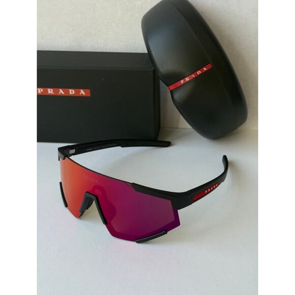 NEW Prada Sport PS04WS Sunglasses in Black Red Mirror $480 main image 6